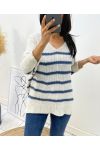 PULLOVER ESPRIT MARINIERE AH129 BEIGE/BLUE