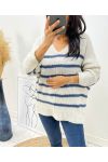 PULLOVER ESPRIT MARINIERE AH129 BEIGE/BLAU