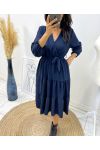 ROBE MANCHE LONGUE AH259 BLEU MARINE