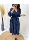 ROBE MANCHE LONGUE AH259 BLEU MARINE