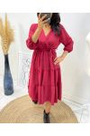 ROBE MANCHE LONGUE AH259 BORDEAUX