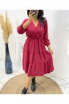 ROBE MANCHE LONGUE AH259 BORDEAUX