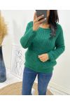 PULLOVER DOUX AH119 VERT EMERAUDE