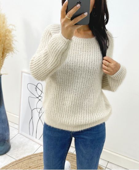 SOFT SWEATER AH119 BEŻOWY