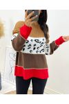 PULLOVER LEOPARD LUREX AH150 RED