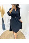 ROBE TUNIQUE OVERSIZE + CEINTURE OFFERTE AH264 NOIR