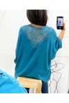 TOP OVERSIZE BACK LACE AH226 BLU OLIO