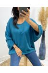 TOP OVERSIZE BACK LACE AH226 BLU OLIO