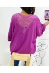 TOP OVERSIZED BACK LACE AH226 PRUNE