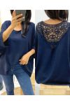 TOP OVERSIZE BACK LACE AH226 AZUL MARINO