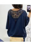 TOP OVERSIZE BACK LACE AH226 AZUL MARINO