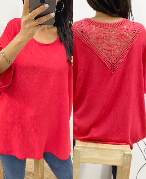 TOP OVERSIZE BACK LACE AH226 ROJO