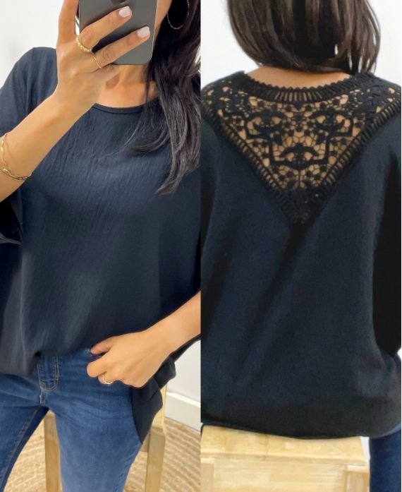 TOP OVERSIZE BACK LACE AH226 NEGRO