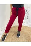 BROEK MET FLUWELEN EFFECT AH162 BORDEAUXROOD