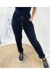 PANTALONE EFFETTO VELLUTO AH162 NERO