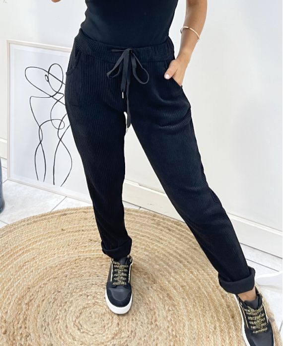 PANTALONES EFECTO TERCIOPELO AH162 NEGRO