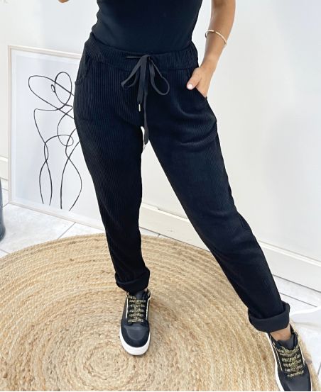 PANTALONES EFECTO TERCIOPELO AH162 NEGRO