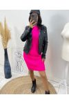 TWISTED MESH JURK AH221 FUSHIA