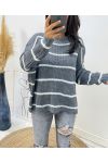 AH158 STRIPED PULLOVER DARK GREY