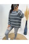 AH158 PULLOVER A RIGHE GRIGIO SCURO