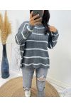 AH158 PULLOVER A RIGHE GRIGIO SCURO