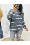 AH158 PULLOVER A RIGHE GRIGIO SCURO