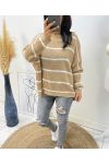 GESTREIFTER PULLOVER AH158 CAMEL