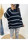 SWETER W PASKI AH158 CZARNY