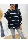 SWETER W PASKI AH158 CZARNY