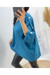 OVERSIZED TOP MET FANCY BUTTON AH326 PETROLE BLAUW