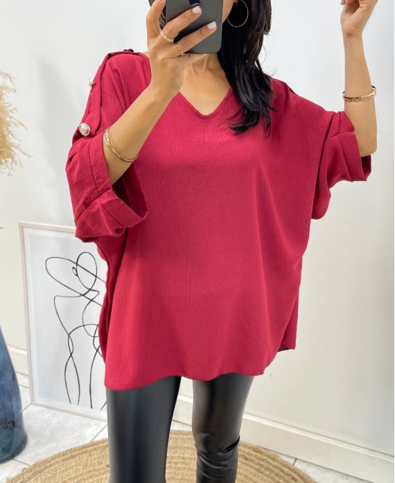 OVERSIZED TOP MET FANCY BUTTON AH326 BORDEAUXROOD