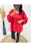 TOP OVERSIZE CON ELEGANTE BOTÓN AH326 ROJO