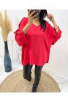 TOP OVERSIZE CON ELEGANTE BOTÓN AH326 ROJO