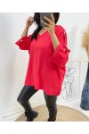 TOP OVERSIZE CON ELEGANTE BOTÓN AH326 ROJO