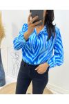 SATIN SHIRT PRINTED ANIMAL PE218 BLUE