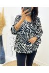 BEDRUCKTE BLUSE MIT TIERKUGELEFFEKT AH218 ZEBRE