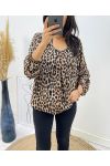 BLOUSE IMPRIME ANIMAL EFFET BOULE AH218 I3 LEOPARD