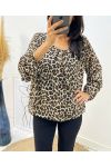 BLOUSE IMPRIME ANIMAL EFFET BOULE AH218 I1 LEOPARD