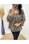 BLOUSE IMPRIME ANIMAL EFFET BOULE AH218 I1 LEOPARD