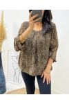 BLOUSE IMPRIME ANIMAL EFFET BOULE AH218 I2 LEOPARD