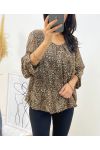 BLOUSE IMPRIME ANIMAL EFFET BOULE AH218 I2 LEOPARD