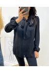 BLUSA TEJIDOS CUELLO DE ENCAJE PE327 NEGRO