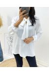 BLUSA TESSUTI PIZZO COLLO PE327 BIANCO