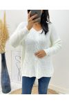 MAGLIA LANA SCOLLO A V TWISTED AH192 BIANCO