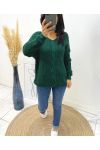 PULLOVER LAINE COL V TORSADE AH192 VERT