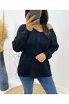 PULLOVER LAINE COL V TORSADE AH192 NOIR