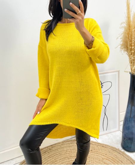 PULLOVER LONG AH236 JAUNE