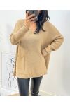 MAGLIONE IN LANA 2 SACCHETTI AH179 CAMEL