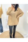 MAGLIONE IN LANA 2 SACCHETTI AH179 CAMEL