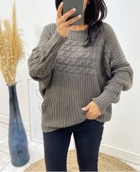 SWEATER TORSADE AH143 TAUPE